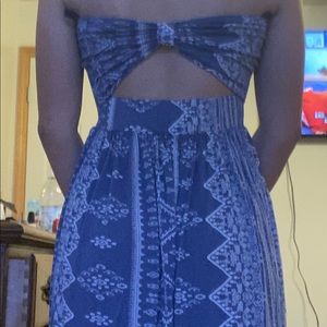 White and purple/blue dress